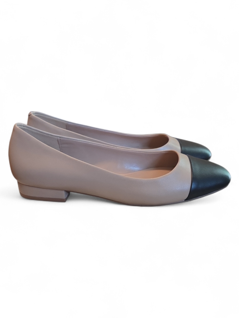 NWT Steve Madden Blair Two-Tone Cap-Toe Ballet Flats in Black & Nude Size 8.5 - Picture 4 of 8